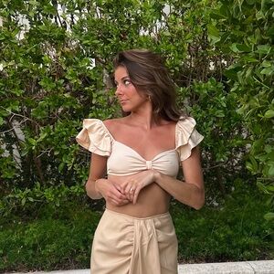 PrettyLittleThing Cream Skirt Set